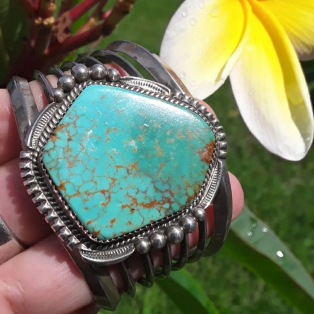 🚫SOLD🚫Vtg Sterling Navajo Turquoise Cuff